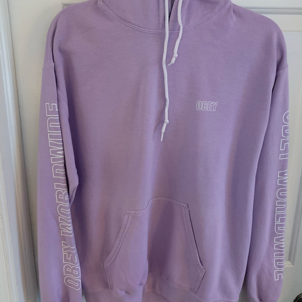 Obey Purple Sweatshirt with Tonal Sleeve Design